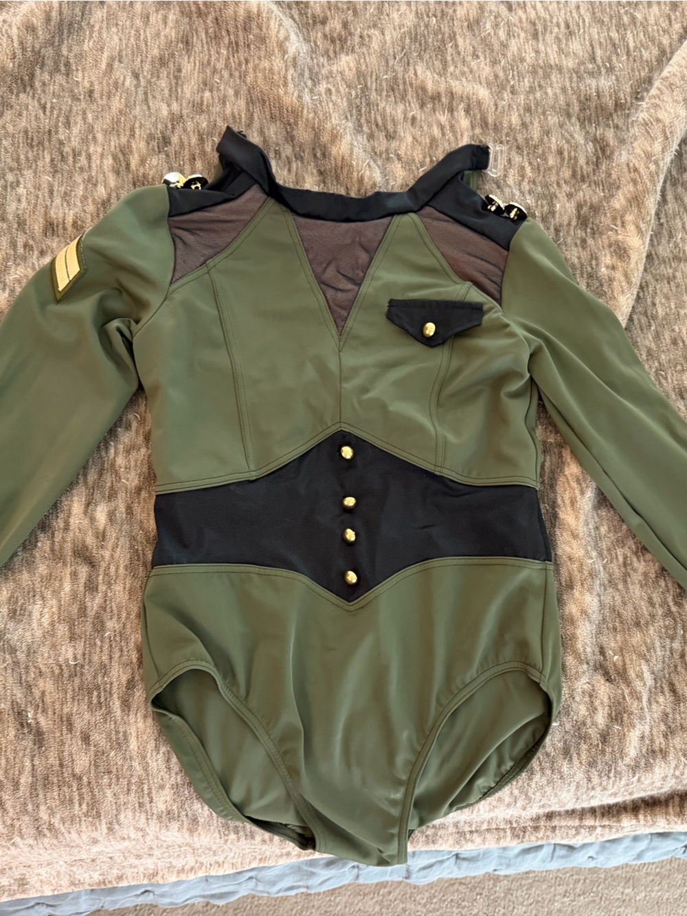Weissman Olive Green & Black Military Soldier Dance Leotard Costume